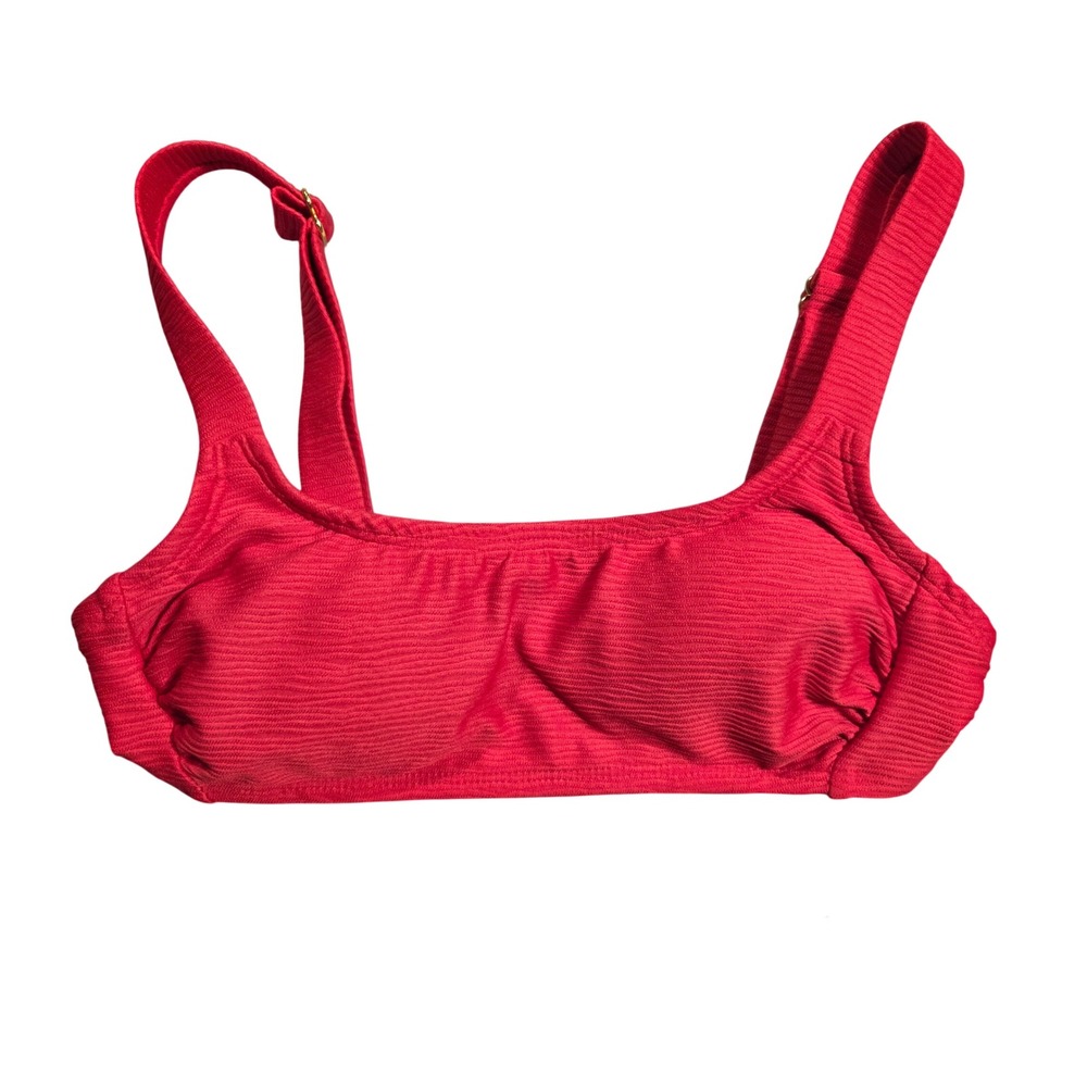 Wild Fable Womens Red Ribbed Square Neck Bikini Top XXS NWT Swimwear Beach
